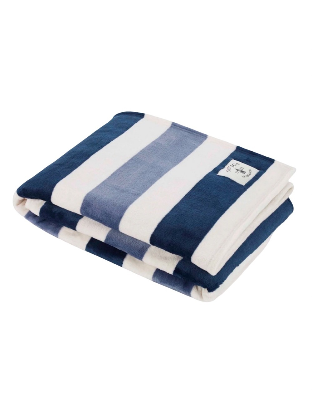 NWT Nautica Blue White Striped Plush Throw Blanket Coastal 60 x 50 Ultra Soft